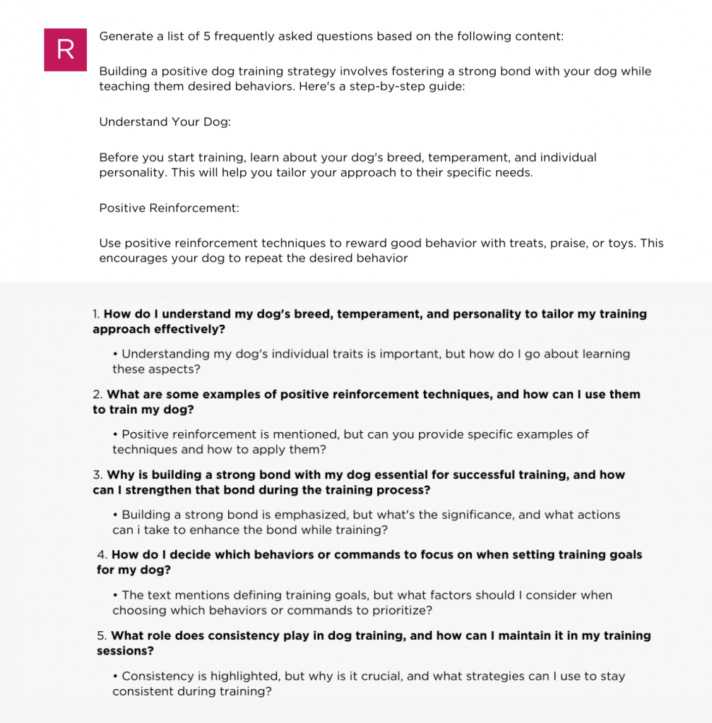 Create a list of frequently asked questions