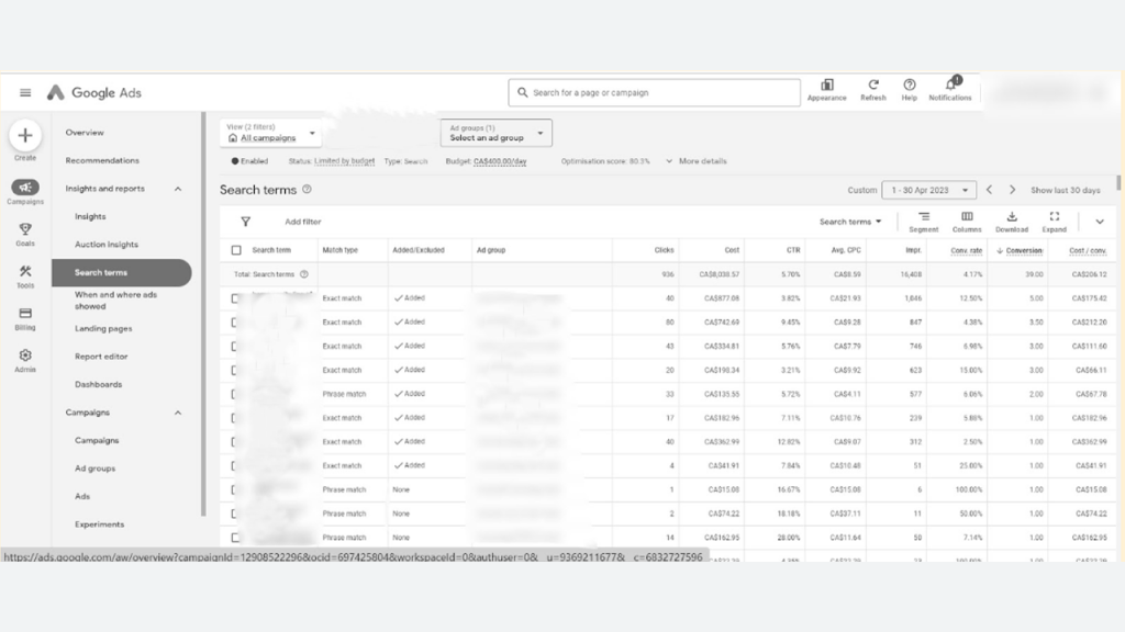 Evaluate your Search Terms